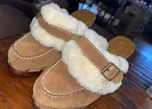 Designer Shearling Fur Platform Clogs