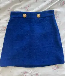 Blue Tweed Textured Skirt