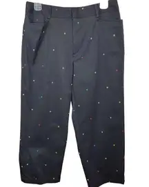 Rafaella Black Embroidered Colorful Polka Dot Stretch Capri Womens 10 NWT