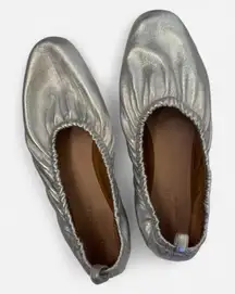 Everlane Scrunch Metallic Silver Ballet Flats