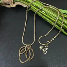 LUCKY BRAND Brass-tone Pave Charm Pendant 25” Long Necklace