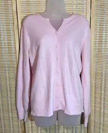 Elizabeth Williams Y2K Pale Pink Twinset Cardigan Thin Ribbed Sweater Medium