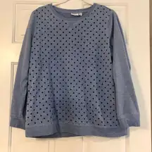 Kim Rodgers Women’s Blue Polkadot Sweatshirt Size Large