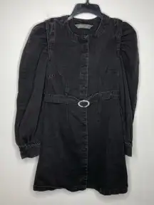 Primark Cares‎ black denim mini dress puffed sleeves size 0