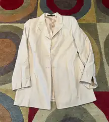 Linda Allard Ellen Tracy Vintage Retro Beige Blazer Jacket Trench Coat Women’s 8