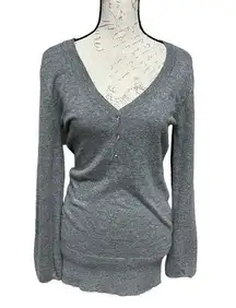 Bcbgmaxazria wool blend soft tunic w embellishment rhinestones studs v-neck Sz M