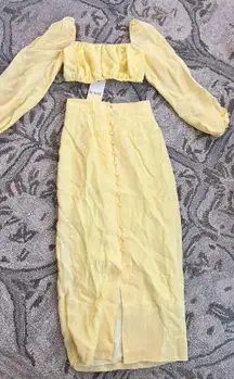 Kourt Yellow Linen Two Piece Set