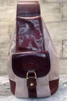 OROTON BEIGE CANVAS With LEATHER TRIM & STRAP SLING BACKPACK Sling bag Quality