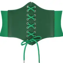 Green Lace-Up Corset Wide Belt