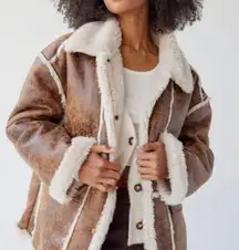 Urban Outfitters Sherpa Button Front Lightweight Coat