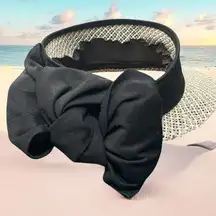 Scala Womens Visor Hat Bow Raffia Straw Brim 3" Beach Festival Cruise Vacation