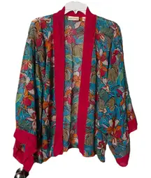 Marsh Landing 100%silk Floral Kimono Size S/M NWT Kimono Overpiece Beachy Boho