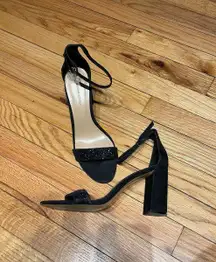 Banana Republic Shiny Leather Glitter Sandals Block Chunky Suede Strap Ankle Closure open toe rave party club sexy high heels pumps