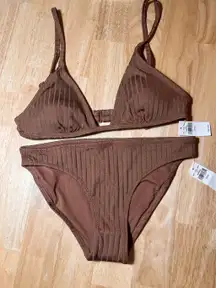 Aerie XS Women's 2 Piece Bikini Swimsuit In Brown BNWTS
