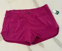 MTA Sport NWT Running Shorts Bike Liner Womens 3X Magenta Cinch Waist Activewear