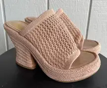 Tony Bianco Matrix Woven Wedge Heel Sandals in Skin Nude Beige Tan Size 8