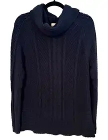 Cabi Womens Navy Blue Cowl Neck Cable Knit Sweater #3168 Size Small Cotton Blend