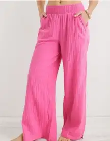 Aerie Pool To Party Pants Size Medium Gauze Wide Leg Pink Beach