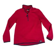 L.L. Bean Women’s Classic Fleece Quarter Zip Pullover Sweater | Red/Blue | M