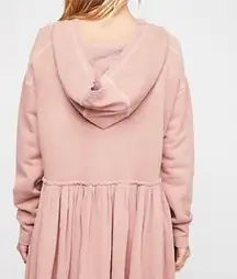 Free People Summer Dreams Wide Hoodie Cotton size S Rose Pink
