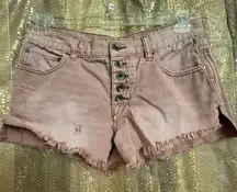 Free People Runaway Mauve Pink Faded Low Rise Distressed Jean Shorts Size 26