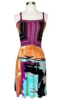 MISSONI Multicolor Dress Cotton Viscose Mixed Knit Jersey Purple Orange 36 US 0