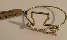 New Anna & Ava Louisiana State Outline Bangle Bracelet Gold One Size NWT LA ULL