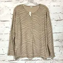 Aerie Zebra Print Knit Henley Size Small Long Sleeve Thermal Sleepwear Top