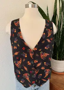 Vintage Harvest Cornucopia Vest Cotton‎ Autumn Thanksgiving teacher medium
