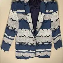 Blue and Gray Patterned Blazer