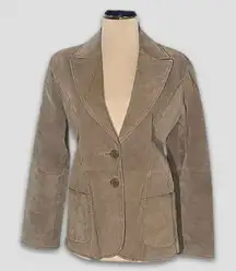 Vintage Y2K Suede Leather Blazer Coat Camel Brown M