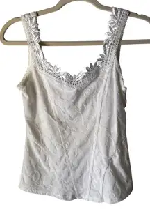 Arianne Camisole Y2k Small White Floral Lace Trim Sleeveless‎ Top Tank Coquette