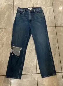 Abercrombie Fitch Curve Love Ultra High Rise Ankle Straight Jeans Ripped Knee
