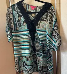 Sunny Leigh Bohemian Paisley and Stripe Blouse medium