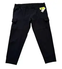 All In Motion Pants Black Stretch Pull On Cargo Tapered Leg Active Size XXL