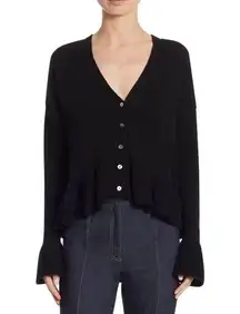 Cinq a Sept Noa wool blend ruffle peplum cardigan sweater size XS extra small