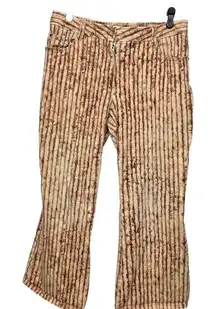 KENNETH COLE Striped Pants Size 12 Ankle Crop Chic Brown Dye‎ Bleed