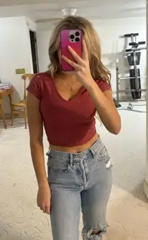 Lace Trim Baby Tee Crop Top