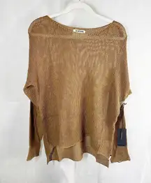 One Teaspoon Luxe Wide French Knit Top Tan Size Medium