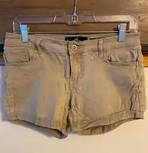 Hollister Tan Khaki Low-Rise Midi Shorts