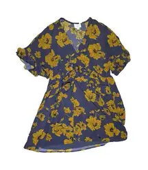 Everly Gray and Gold  Floral Summer Wedding Guest Ruffle Mini Dress d8