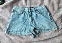 BDG high waisted denim shorts frayed light wash