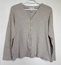 Free w/ Purchase Geoffrey Beene Sport Button Up Cardigan Top Size Large Neutral