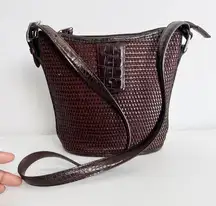 Brighton Genuine Leather Shoulder Bag Purse - Brown Weave