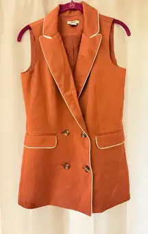 Jason Wu Bronze Sleeveless Blazer XS Double Breasted Vest Jacket Ivory Piping