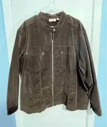 VTG Quacker Factory Jacket 3X Brown Corduroy Rhinestone Bling Western