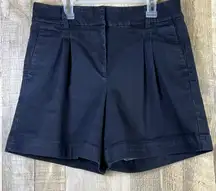 Ann Taylor Factory Size Medium Dark Blue Denim Wash Shorts w/Mock Front …