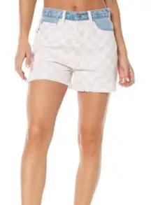 Juicy Couture Western Short in Light Wash Checker Combo Sz 26 NWT