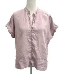 Everlane 100% Linen Boxy Split-Neck Short Sleeve Shirt Top Blouse Purple size 6