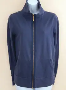 Lilly Pulitzer Navy Blue Full Zip Jacket Women's‎ Small Palm Tree